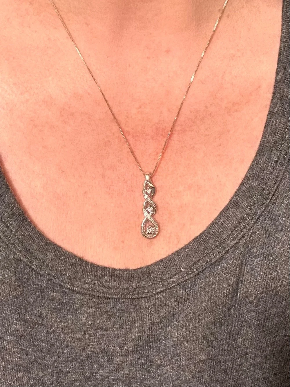 925 Sterling Silver Diamond 3 Stone Pave’ Eternity Pendant